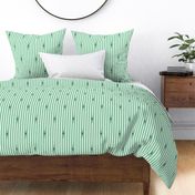 Trendy green and white stripes with hand drawn cartoon cats - kids room decor , wallpaper - small size.