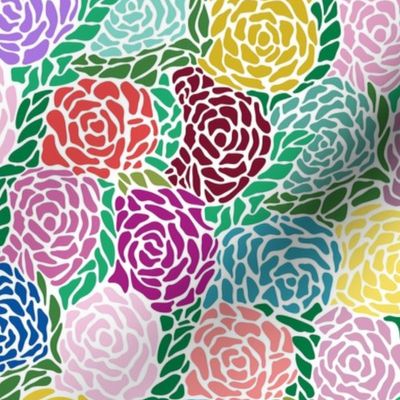 Maximalist colorful graphical roses packed with red color pops - large.