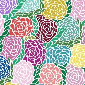 Maximalist colorful graphical roses packed with red color pops - large.