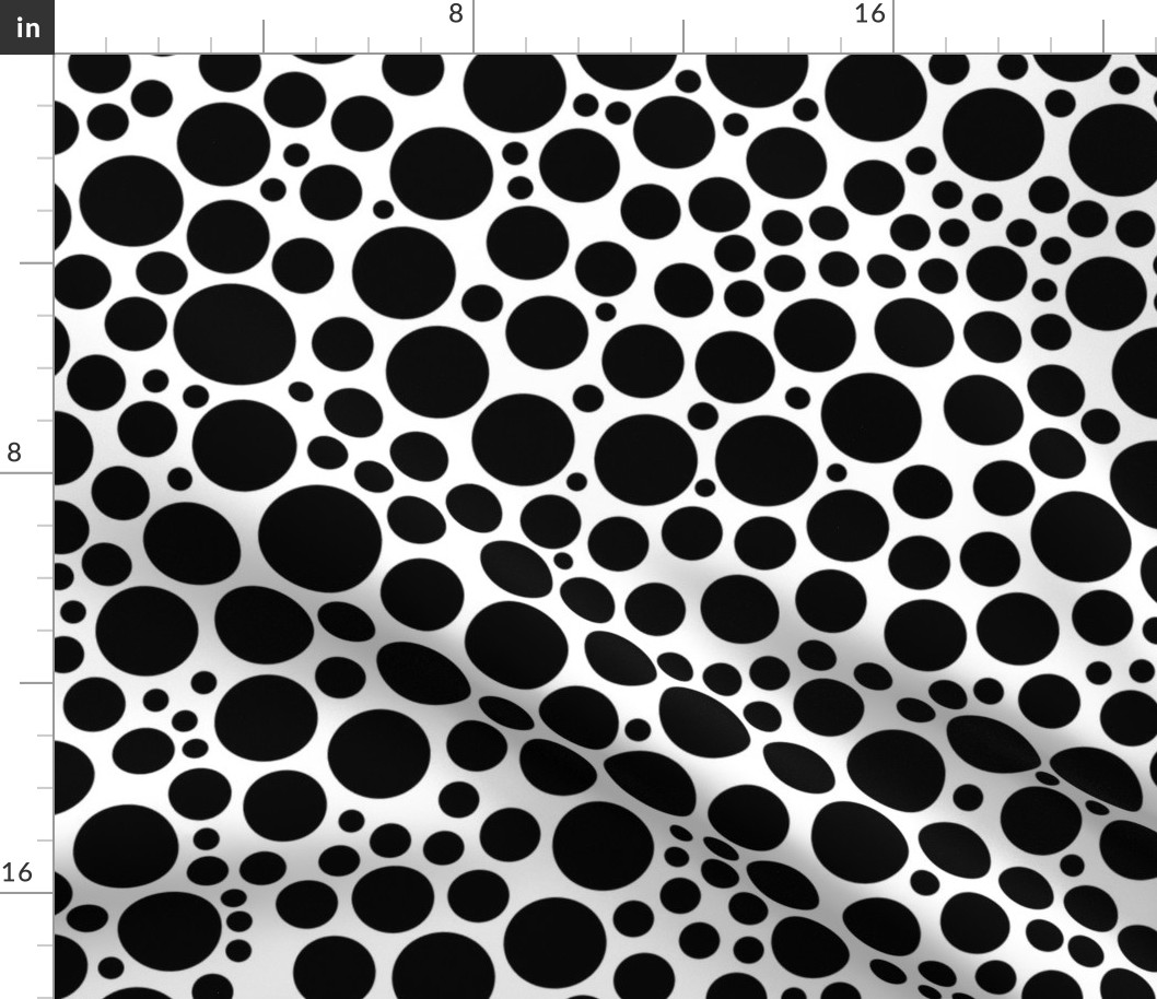 Black Polka Dots on White Mosaic Terrazzo Tile Pebbles