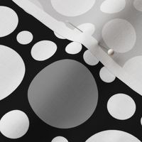White Gray Polka Dots on Black 