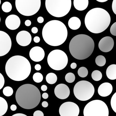 White Gray Polka Dots on Black 