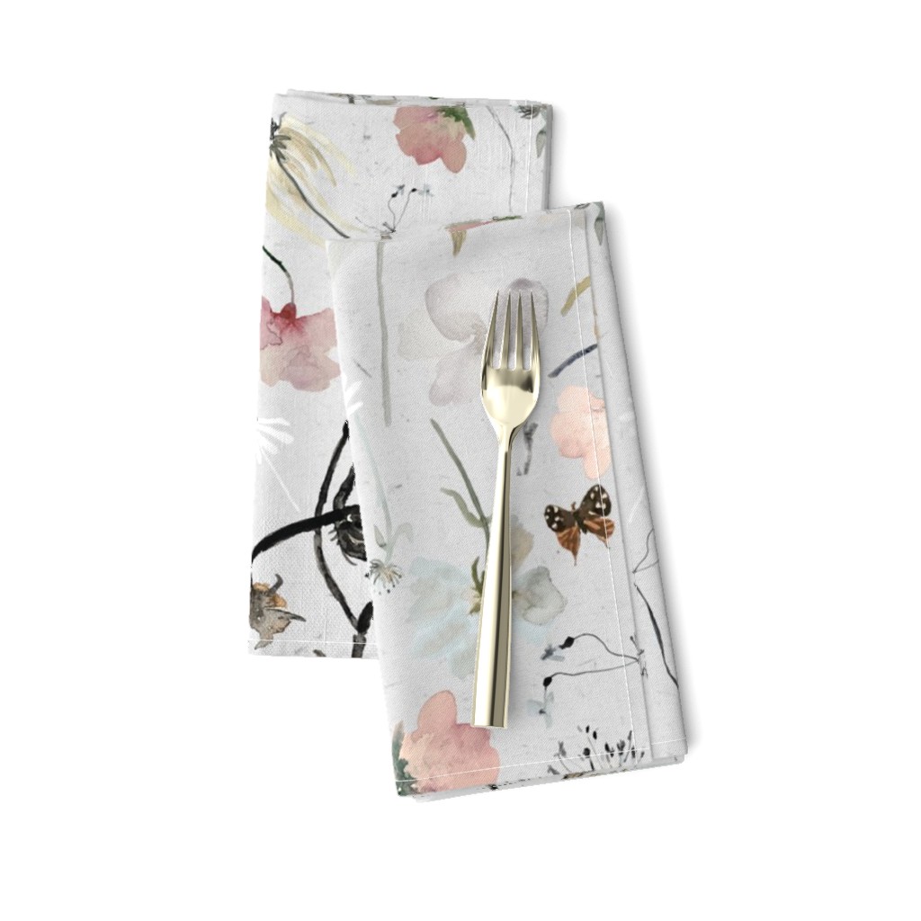 Large Wildflowers on Grey / Whimsical / Watercolor / floral / flower