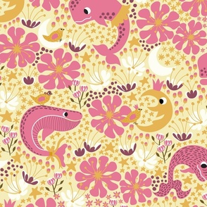 Sweet Dreams of Whales // Pink and Yellow, Light