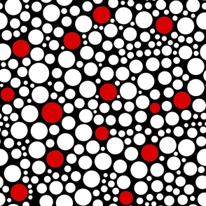 Red White Polka Dots on Black 