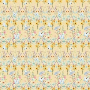 Spring Summer Floral Wildflowers Blue with Butterflies Horizontal Striped Pattern 4 SM