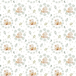 Sweet Elephant Nursery (white) Neutral Baby Elephant Fabric, New Baby Gender Neutral, Beige Green, small scale