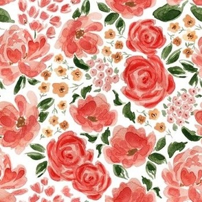 Small - Alexa Florals - White - 7x7 fabric // 24x24 wallpaper