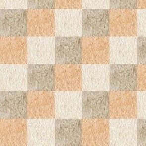 1 1/2” Neutral Blocks – Cream, Orange and Brown Check, Gender Neutral Fabric