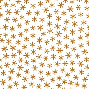 Reach for the Stars- Ditsy Boho Star- Bohemian Stars- Petal Solid Coordinate Desert Sun- Golden Mustard Stars on White Background- Linen Texture- Christmas Stars- Snowflakes- Large