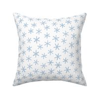 Reach for the Stars- Ditsy Boho Star- Bohemian Stars- Petal Solid Coordinate Sky Blue- Pastel Blue Stars on White Background- Light Baby Blue- Linen Texture- Snowflakes- Large