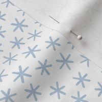 Reach for the Stars- Ditsy Boho Star- Bohemian Stars- Petal Solid Coordinate Sky Blue- Pastel Blue Stars on White Background- Light Baby Blue- Linen Texture- Snowflakes- Small