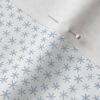 Reach for the Stars- Ditsy Boho Star- Bohemian Stars- Petal Solid Coordinate Sky Blue- Pastel Blue Stars on White Background- Light Baby Blue- Linen Texture- Snowflakes- Mini