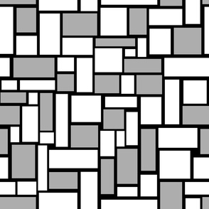 Squares Gray White on Black Geometric 21 inches