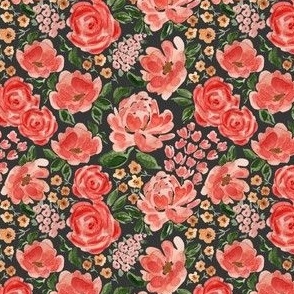 Mini - Alexa Florals - Black - 4x4 fabric // 12x12 wallpaper