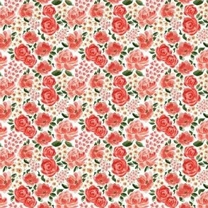 Extra Mini  - Alexa Florals - White - 2x2 fabric // 12x12 wallpaper