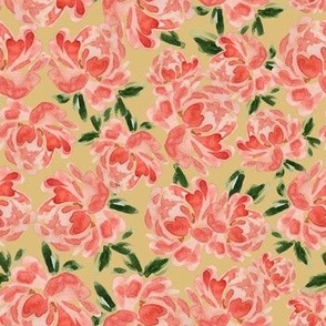 Small - Polina Florals - Turmeric - 7x7 fabric // 24x24 wallpaper