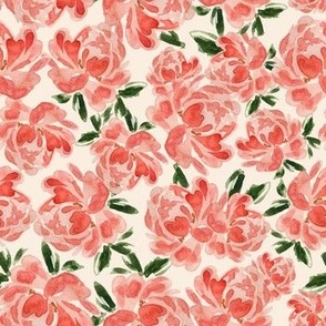 Small - Polina Florals - Cream - 7x7 fabric // 24x24 wallpaper
