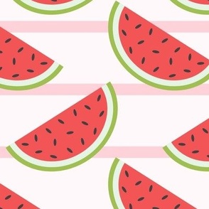 Fun Summer Watermelon Pattern on Stripes, Large