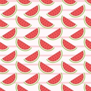 Fun Summer Watermelon Pattern on Stripes, Small