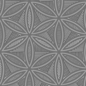 Circles, Stripes, Dots, and Petals in gray