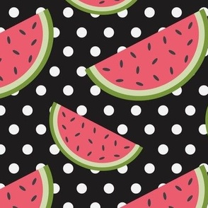Fun Summer Watermelon Pattern on Polka Dots, Large