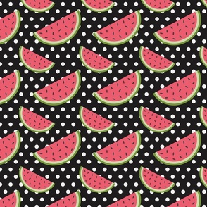Fun Summer Watermelon Pattern on Polka Dots, Medium