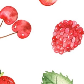 Watercolor Berries Fruit Pattern, Large