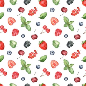 Watercolor Berries Fruit Pattern, Small