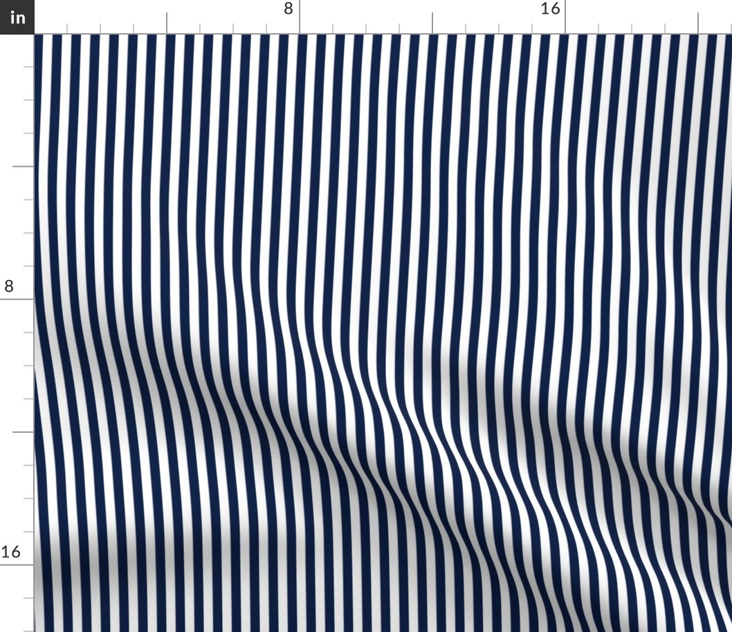 narrow stripe wedding linens - navy and crisp white - vertical