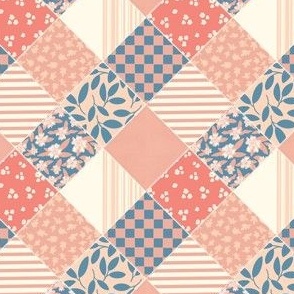 Floral Patchwork Pattern Clash - Pinks & Blues