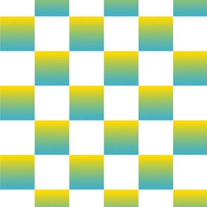 Blue and Yellow Gradient and White Check- Large Print