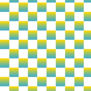Blue and Yellow Gradient and White Check- Medium Print