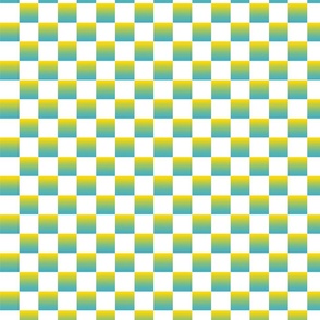 Blue and Yellow Gradient and White Check- Small Print