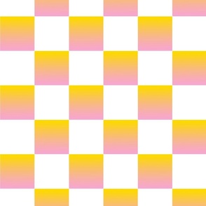 Pink and Yellow Gradient and White Check- Large Print