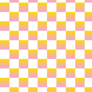 Pink and Yellow Gradient and White Check- Medium Print