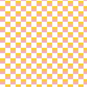 Pink and Yellow Gradient and White Check- Small Print