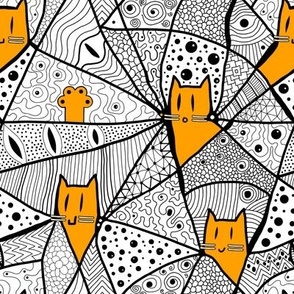 Lines and Minimalist Cats in a Geometric Pattern, Large Scale