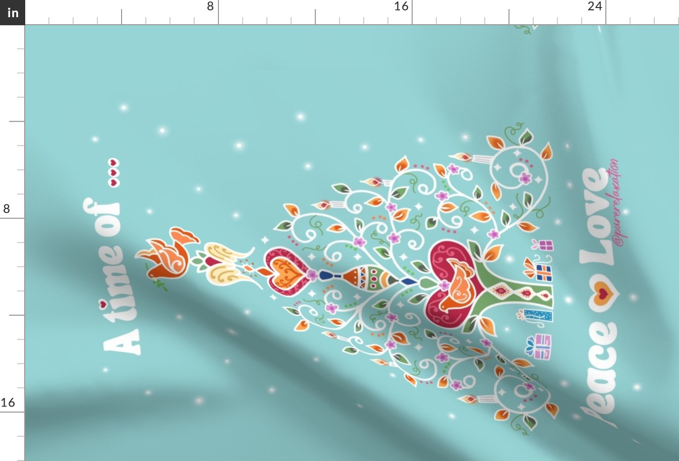 A Boho Christmas Tree Tea Towel- Turquoise Background