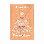 A Boho Christmas Tree Tea Towel- Orange Background