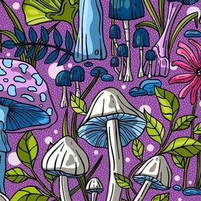 Mushroom Dreamy Enchanted Forest / Electric Purple / Medium Scale