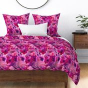 Abstract Watercolor Loose Flower Pattern Fuchsia Pink Smaller Scale