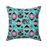 Mid-Century Goth Christmas Turquoise Pink 