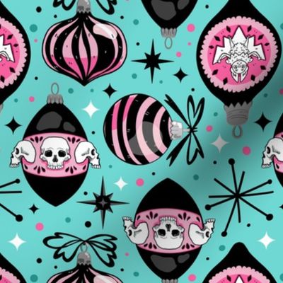 Mid-Century Goth Christmas Turquoise Pink 