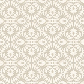 Mara Block Print Greige Grey Natural White 