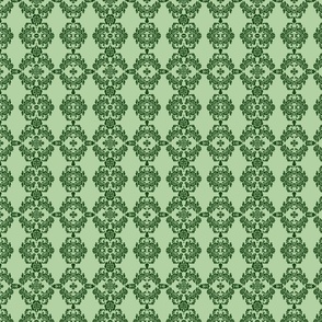 Monochrome Green Brocade/  Small Scale