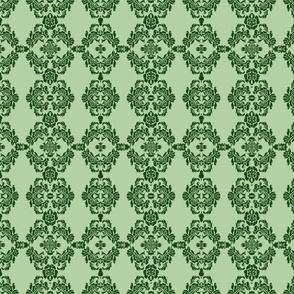 Monochrome Green Brocade/  Medium Scale