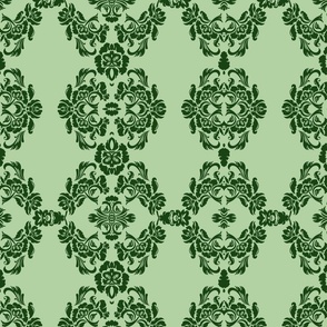 Monochrome Green Brocade / Large Scale
