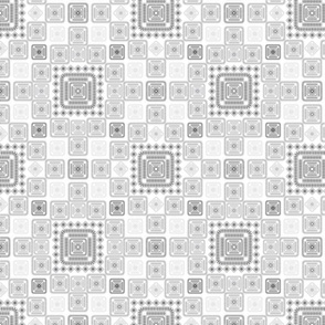 Modern Technology Granny Square Black and White Gray Coordinate; black and white, gray, grayscale, disk, disc, geometric, symmetrical, technology, computer, diamond, on point, stitch, sew—1200, v1