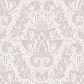 Medium Textured Floral Damask // new age grey on cream